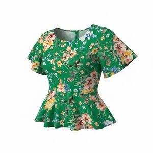 LOFT Women’s blouse  Size 6 Floral Bohemian Ruffle Flutter Sleeve